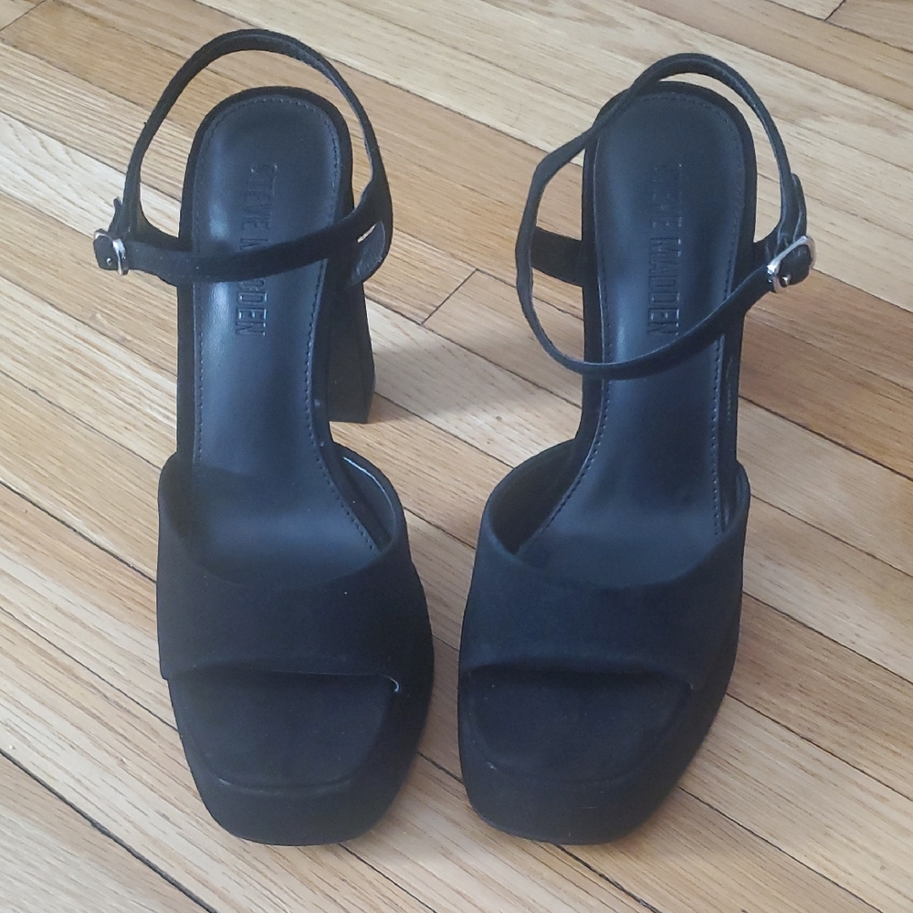 Steve Madden Black Block Heel Sandals
